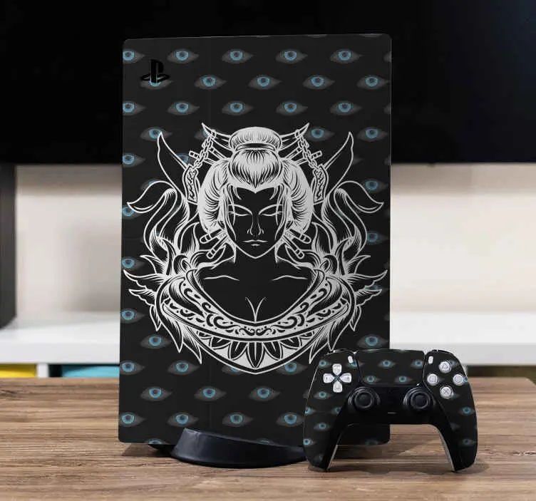 Anime ansikte blå ögon playstation 5 dekal Fynd