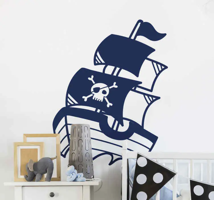 Piratskepp med skalle illustration väggkonst Erbjudandepris