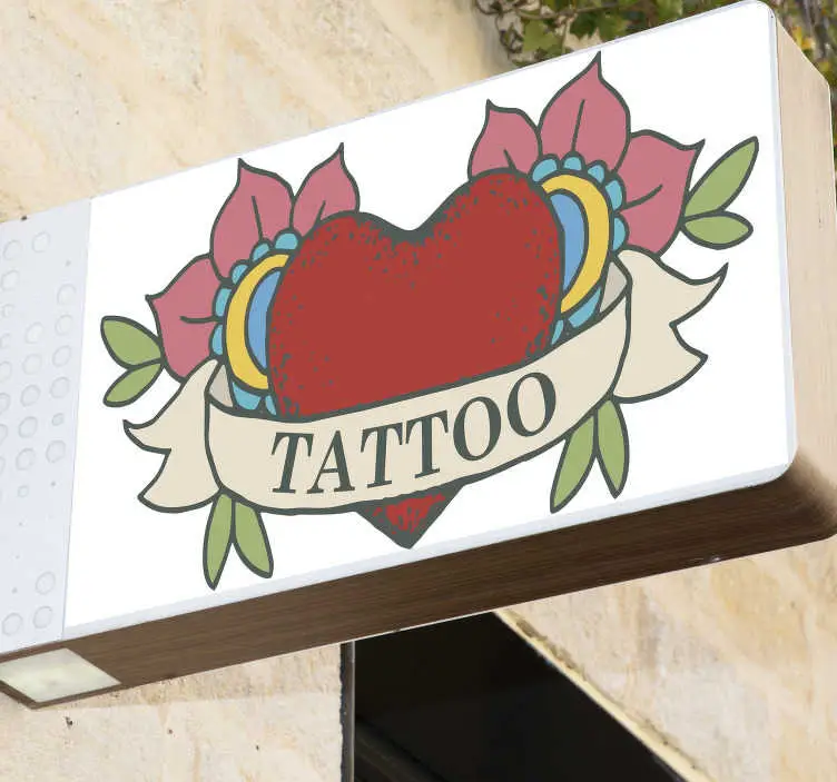 Neon tatuering hjärta vinyl väggkonst Köp nu