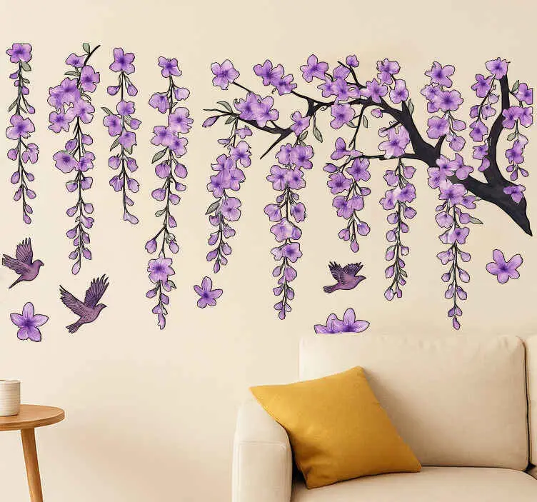 Expressleverans Wallsticker lilac hängande träd