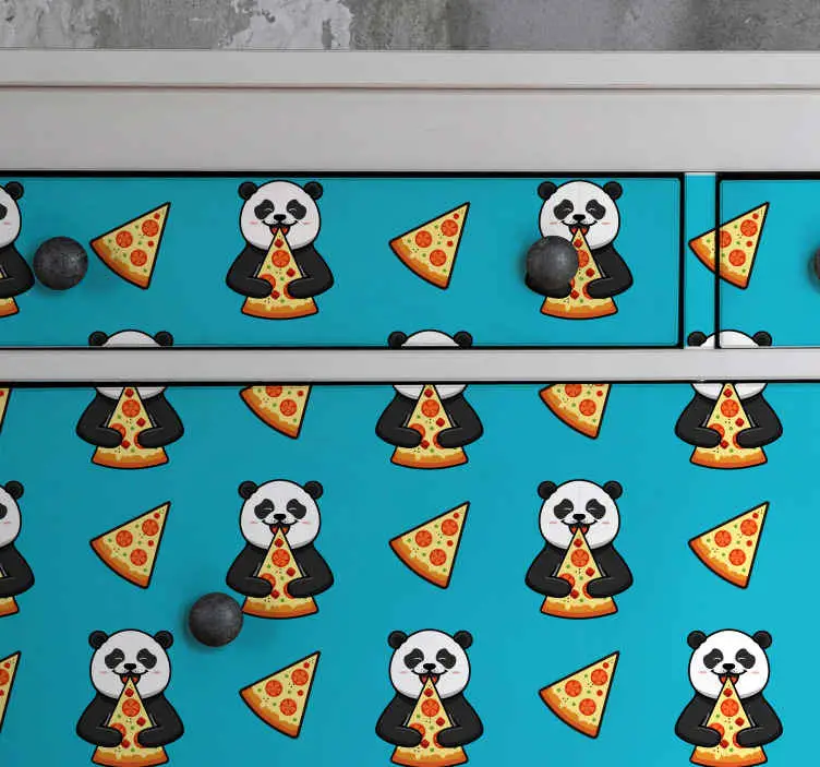 Populärt val Panda äter pizzadekal för möbler