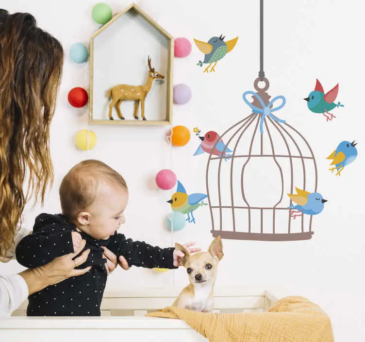 Fåglar och bur fågel wallsticker Utförsäljning