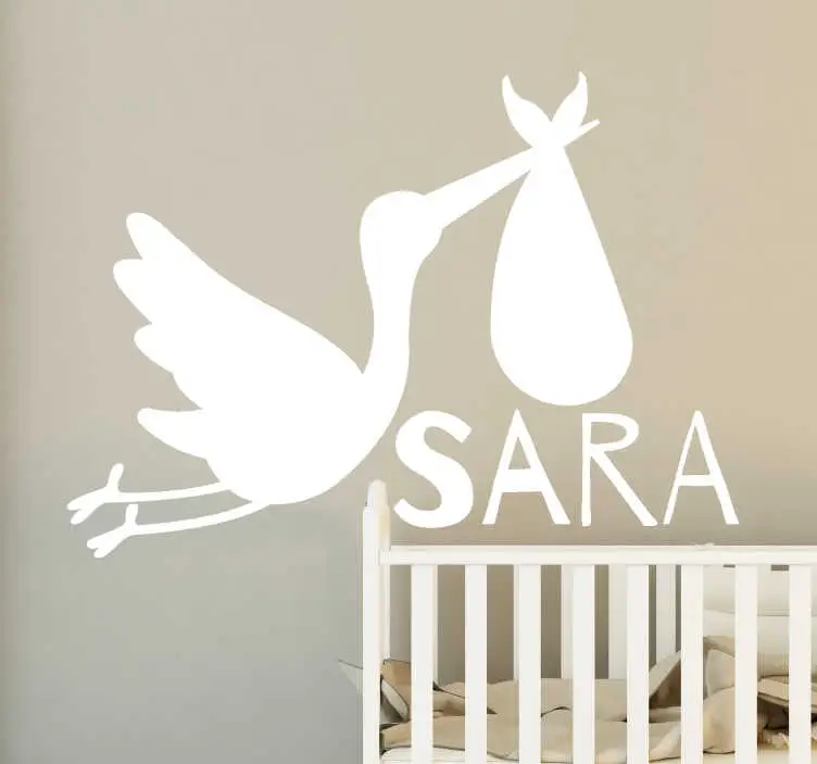 Personligt namn med stork fågel dekal Endast idag