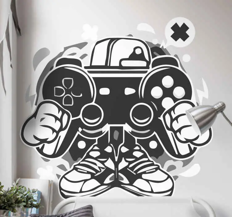 Street gamer tecknad playstation dekal Sänkt pris