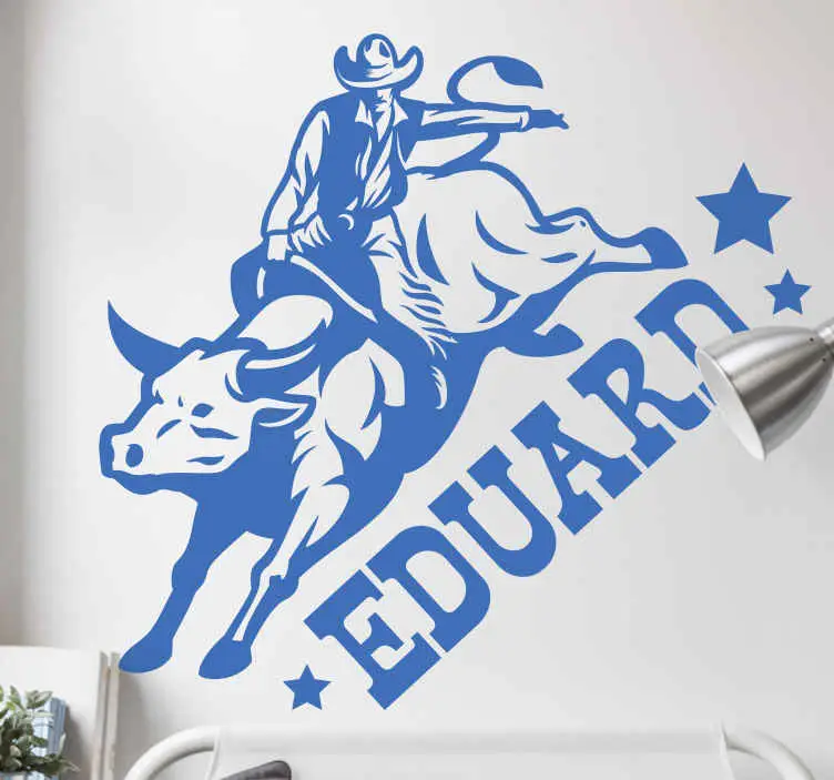Fynd Cowboy som rider på en tjurväggdekal