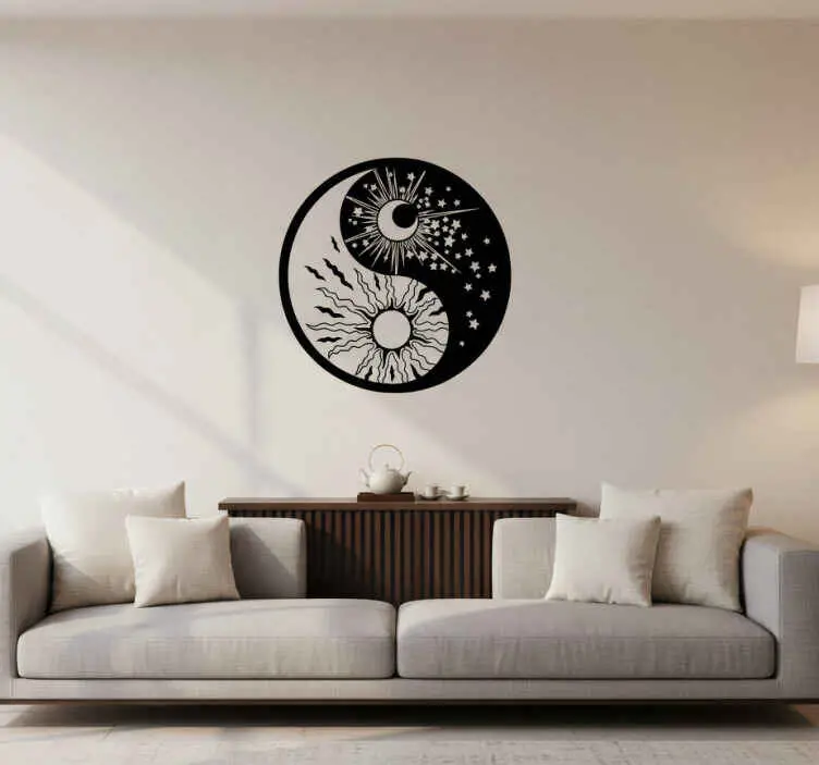 Bästa pris Yin yang sol och måne wallsticker
