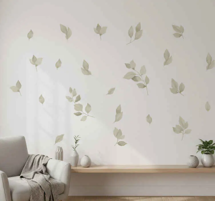 Soft earthy leafs wallsticker Rabatter