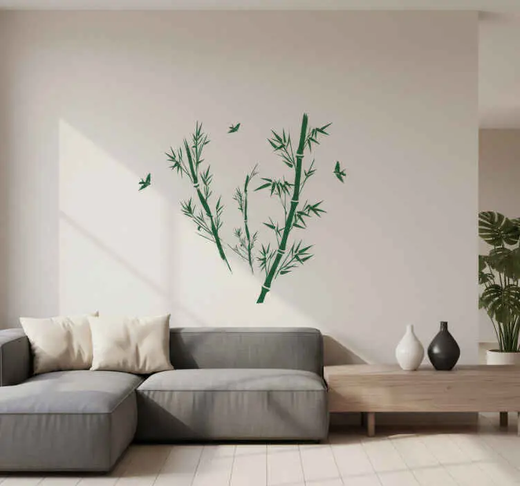 Wallsticker swish stil bambufåglar risnedsättning