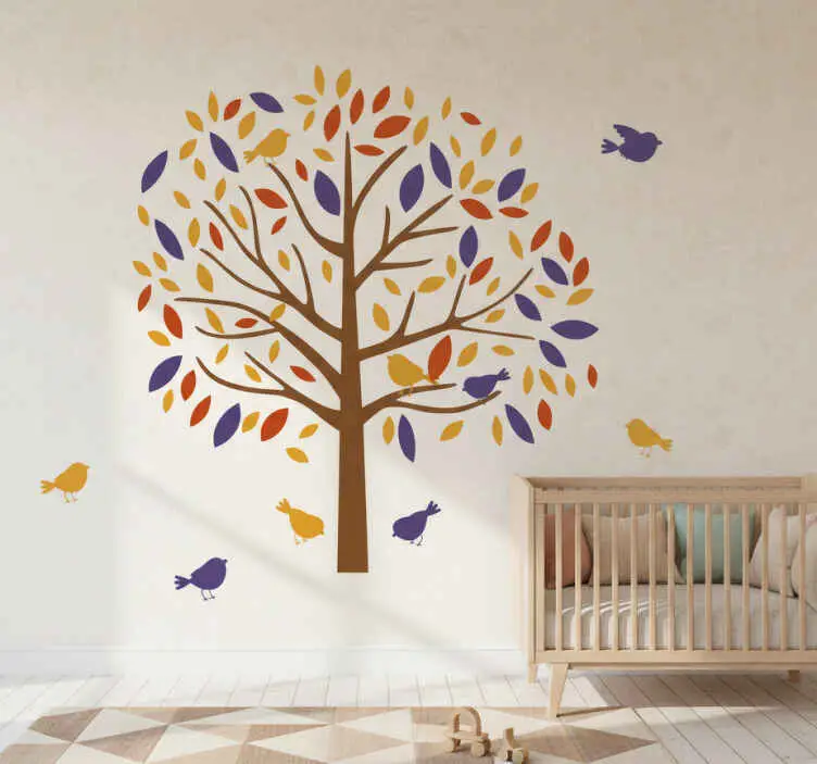 I lager Personlig färgglad träd wallsticker