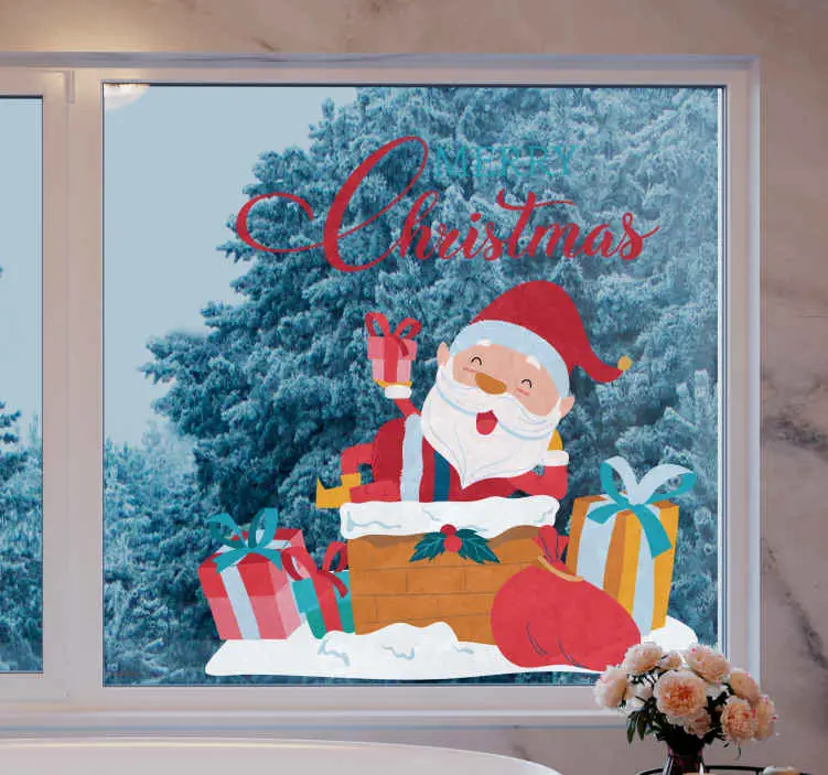 God jul med jultomten fönsterdekal Sista chansen