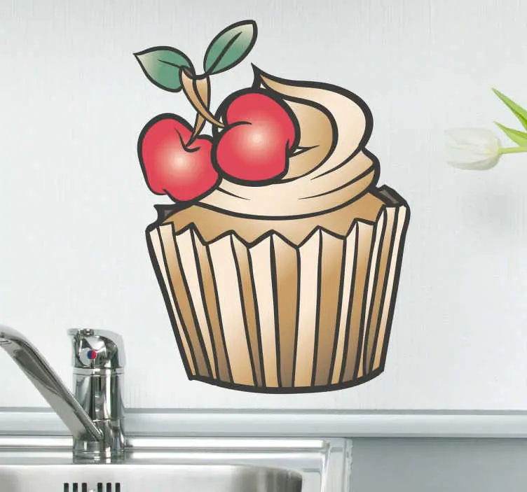 Cupcake med körsbärsdekor risnedsättning