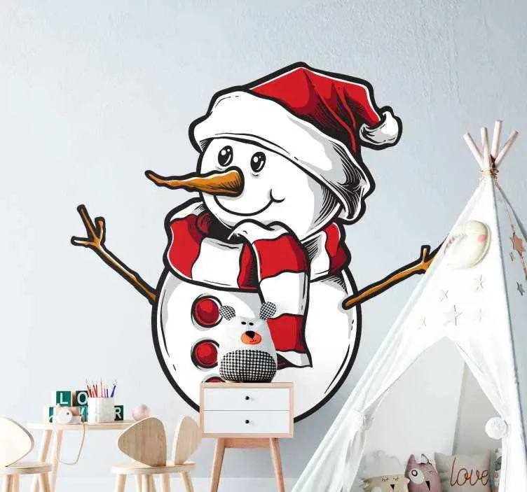 Erbjudande Glad snögubbe jul väggdekal
