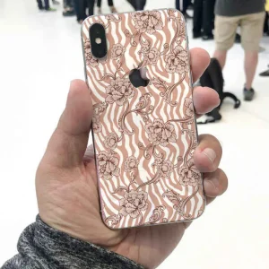 Zebra tryck och prydnadsblommor korall iphone dekal Trygg betalning