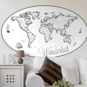 Wanderlust världskarta vardagsrum väggdekoration Beställ nu