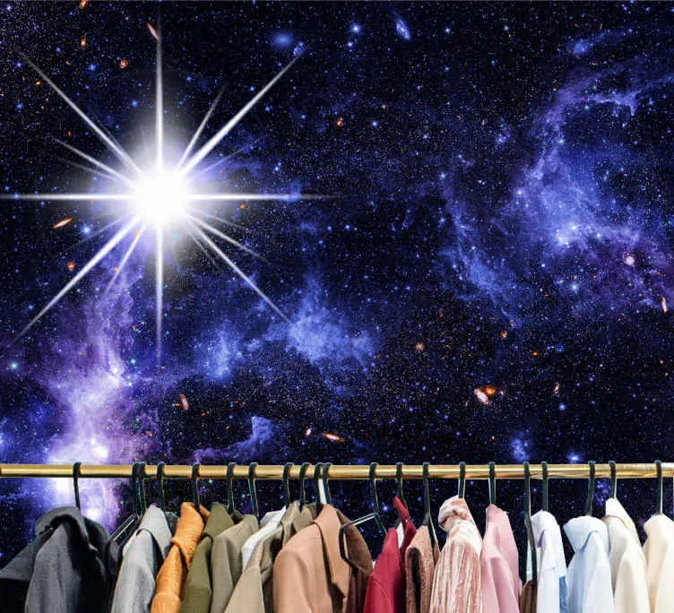 Stjärna skiner i galaxen rymdmålning tapet Populär