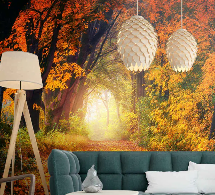 Köp online Höst färgglada skog fototapeta tapet