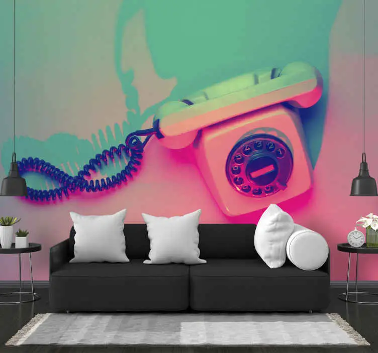 Vintage gammal telefon vintage fototapeta Billig