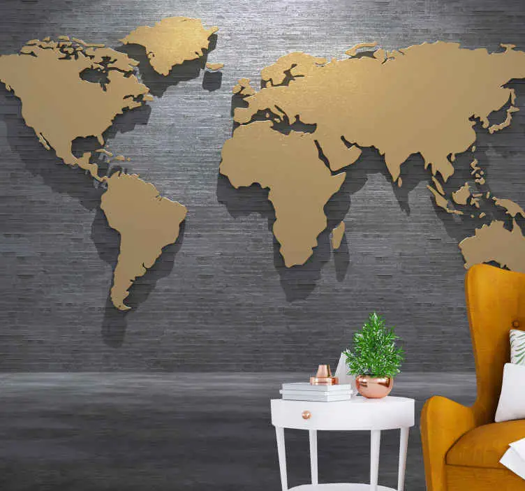 Fototapeter världskarta gyllene världskarta Premium