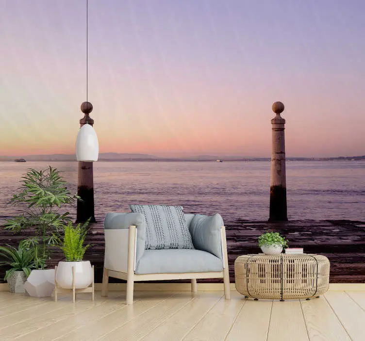 Sunset pier vista Fototapeter Landskap Säker betalning