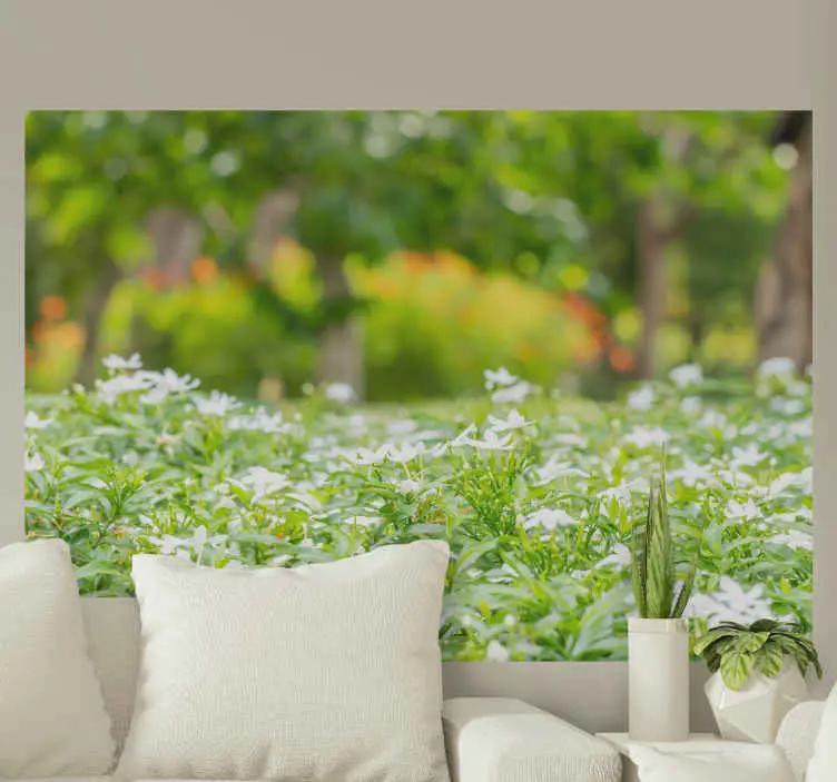 Fototapeter blommor lush vita blommor Beställ nu