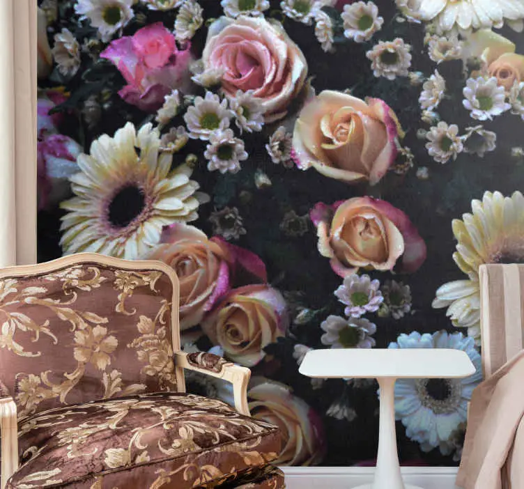 Snabb frakt Elegant stil stora blommor fototapeta tapeter
