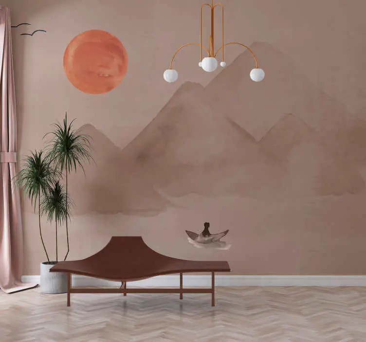 Handla nu Japansk atmosfär fototapet terrakotta