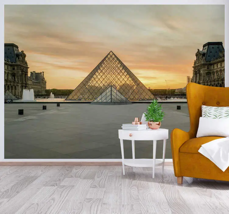 Populärt val Louvre museum paris stadsfototapet