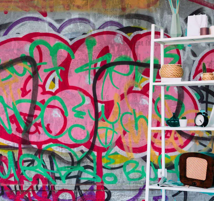 Populärt val Färgglada graffiti design fototapet fototapeter