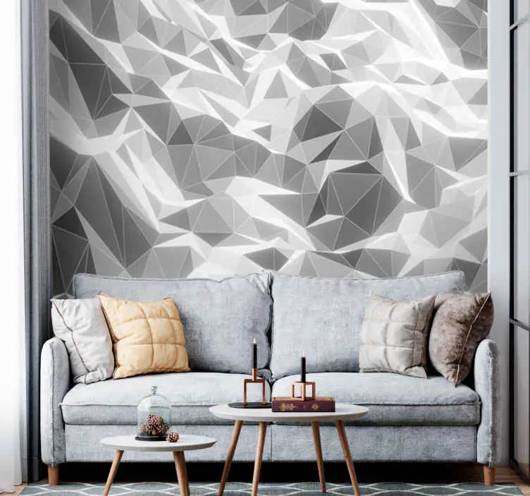 risnedsättning Grå geometriska mönster berg modern fototapeta tapeter