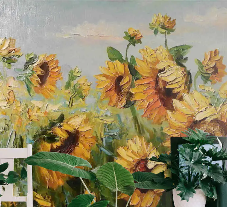 Bästa pris Målad solblomma gård fototapeta tapet