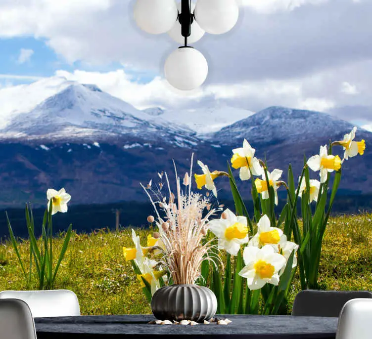 Blommor landskap äng fototapeta Snabb frakt