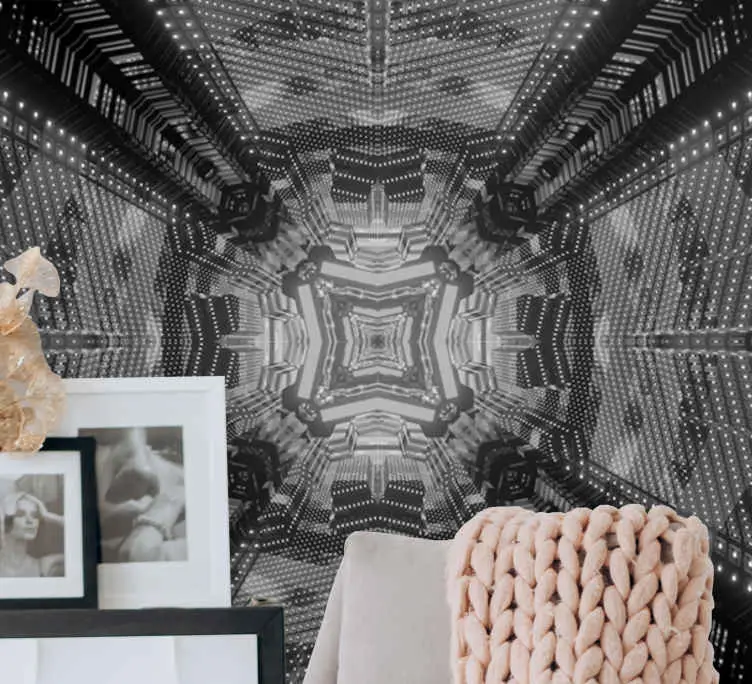 Svart och vit visuell effekt 3d fototapeta tapet Handla nu