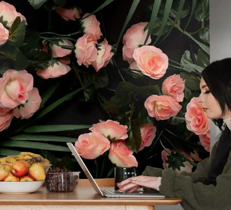 Palmblad med rosros fototapeta Köp nu
