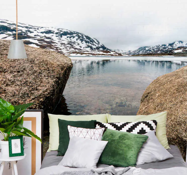 Norge floder och bergslandskap väggmålningar Premium