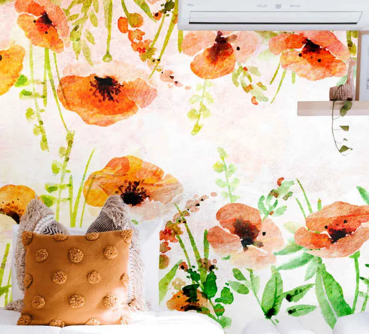 Fototapeter vallmor klara vallmo blommor Snabb leverans