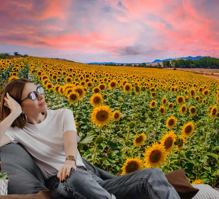 Reapris Fototapeter blommor solrosfält utsikt