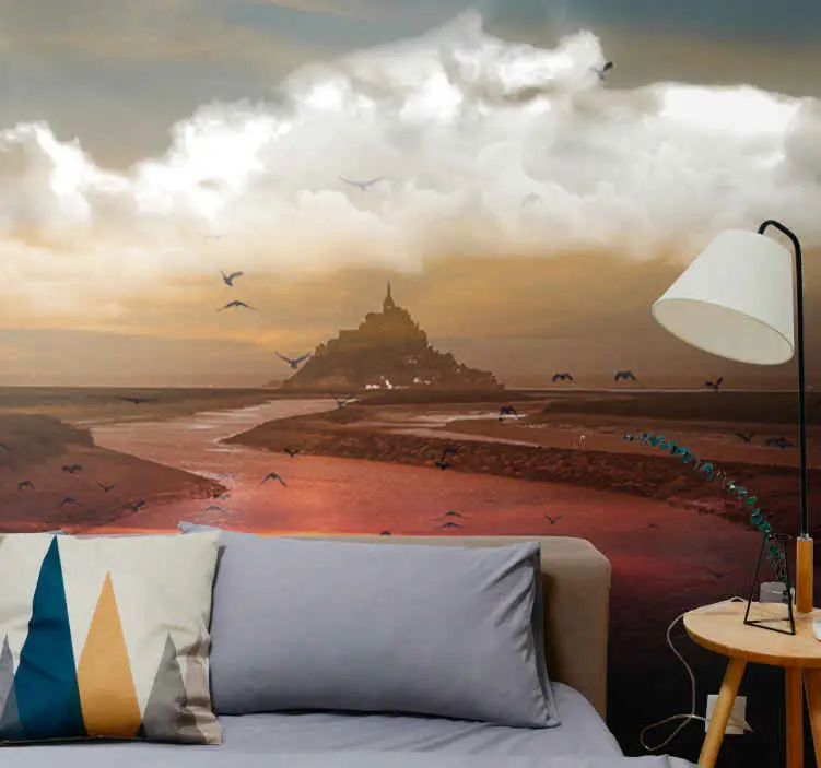 I lager Fototapeter landskap inspirerade av mont saint michel